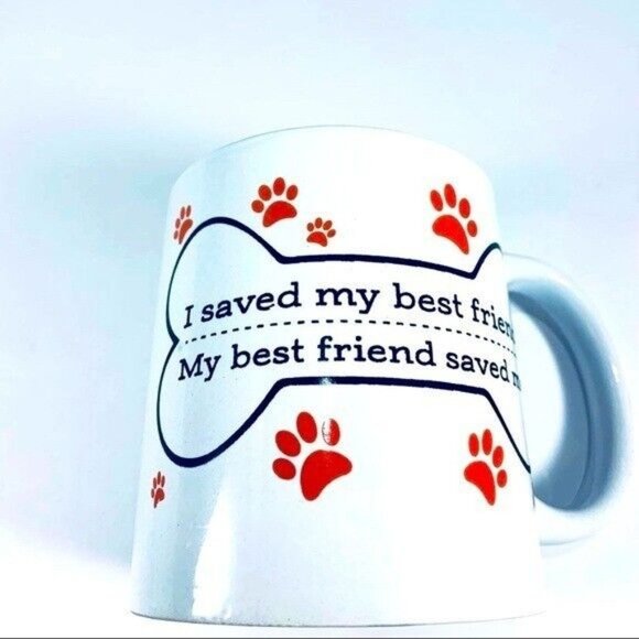 Dog Lover/Rescue Mug. Paw Print I Saved My Best Friend, My Best Friend Saved Me! - Picture 3 of 5